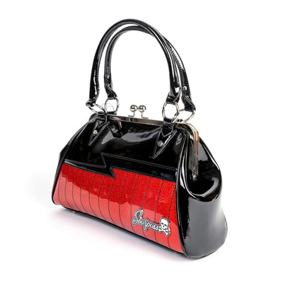 Sourpuss SHOCK ME Handbag (Red & Black Glitter)