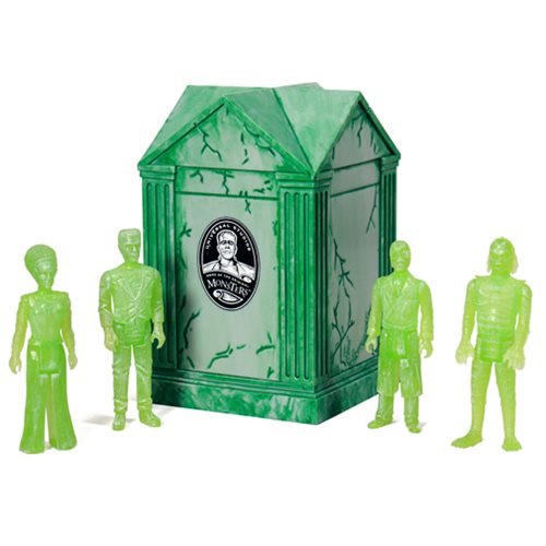 Super7 ReAction UNIVERSAL MONSTERS HAUNTED CRYPT (Green GitD)(NYCC2015) Action Figure 4pk