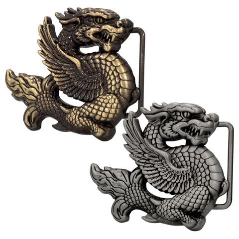 ANCIENT CHINESE NOVELTY DRAGON 3"x3.5" Metal Belt Buckle
