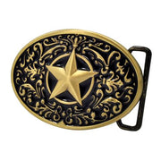 Ornate Western LONE STAR (Black & Bronze) 2.5"x3.5" Enamel & Metal Belt Buckle