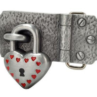 Monster Steel HEART PADLOCK (on Hinge) 2.5"x3.5" Metal Belt Buckle