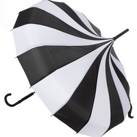 Sourpuss PAGODA (Black & White) 34"x8.5"x33.5" Domed Umbrella