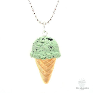 Tiny Hands MINT CHOCOLATE CHIP ICE CREAM CONE Scented Necklace